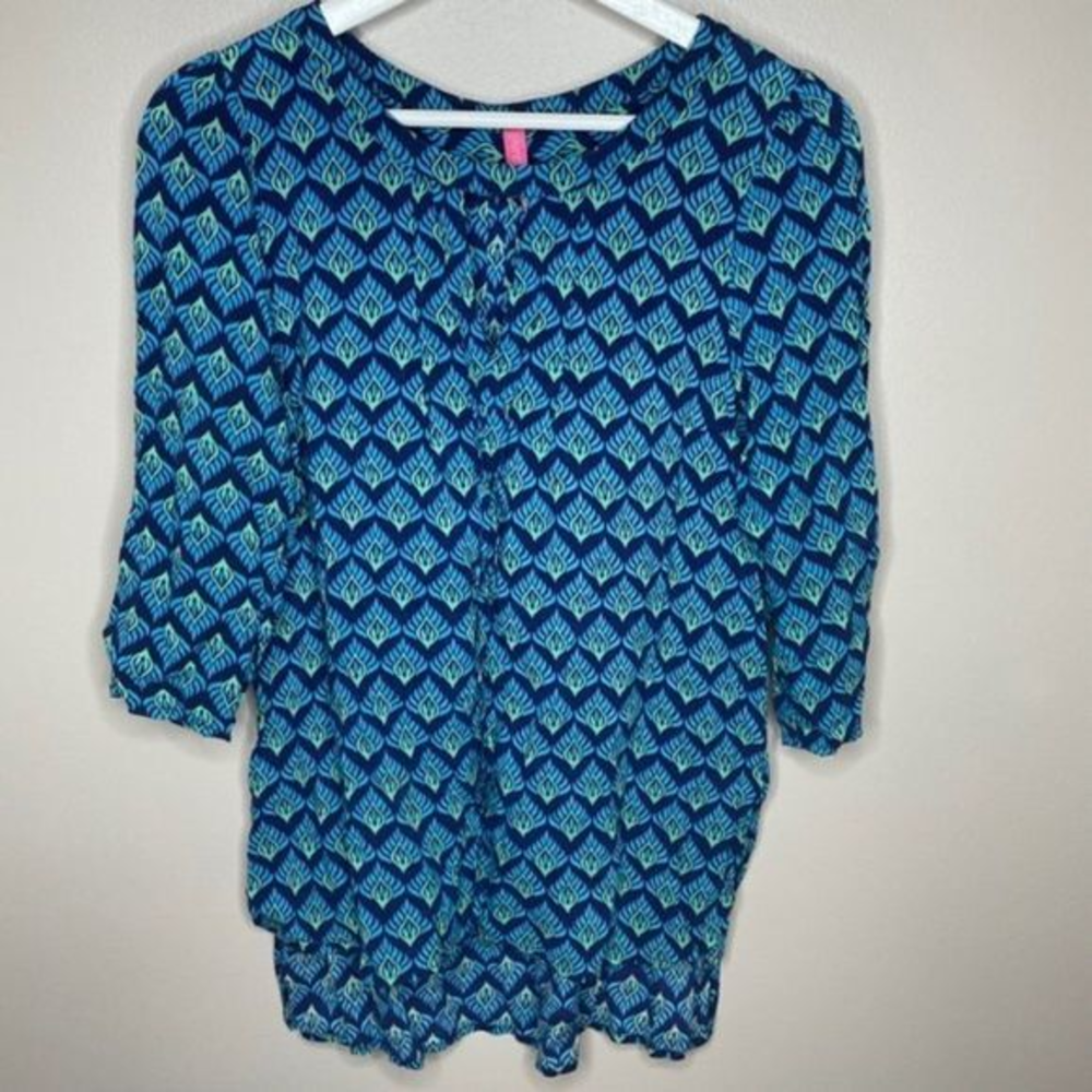 Anthro Plenty by‎ Tracy Reese Blue Green Rayon Top